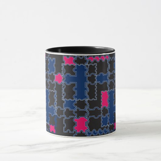 Abstracte puzzelstukken elementen patchwork geomet mok (Midden)