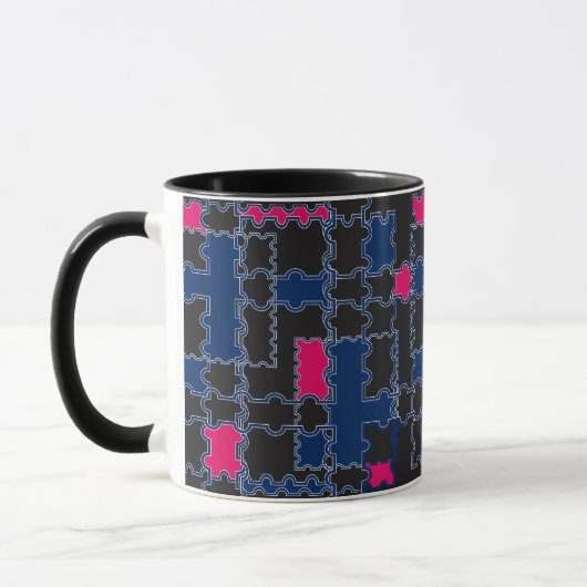 Abstracte puzzelstukken elementen patchwork geomet mok (Links)