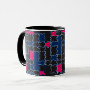 Abstracte puzzelstukken elementen patchwork geomet mok