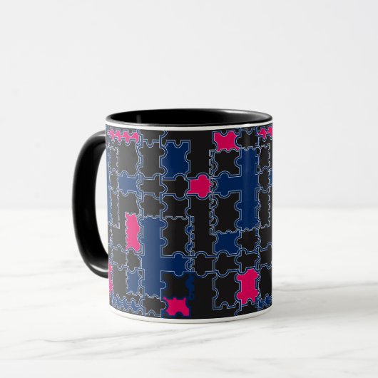 Abstracte puzzelstukken elementen patchwork geomet mok (Voorkant links)