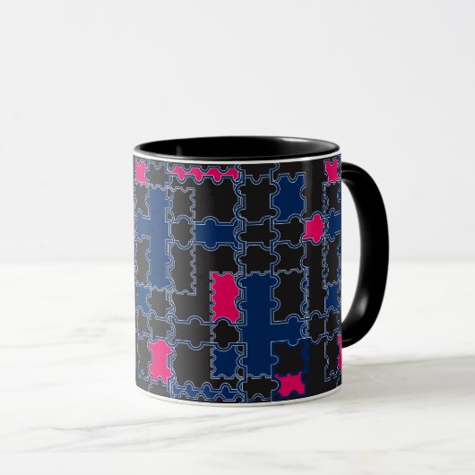 Abstracte puzzelstukken elementen patchwork geomet mok (Voorkant rechts)