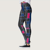 Abstracte puzzelstukonderdelen patchwerkgeometrie leggings (Links)