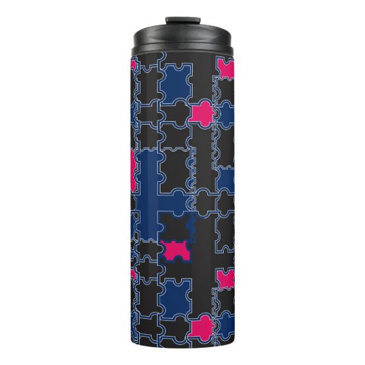 Abstracte puzzelstukonderdelen patchwerkgeometrie thermosbeker (Voorkant)