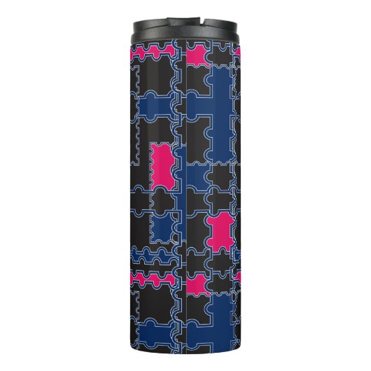 Abstracte puzzelstukonderdelen patchwerkgeometrie thermosbeker (Achterkant)