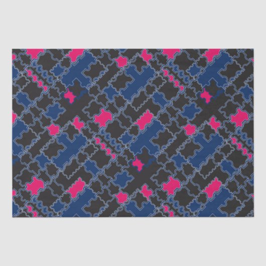 Abstracte puzzelstukonderdelen patchwerkgeometrie tissuepapier (Voorkant)