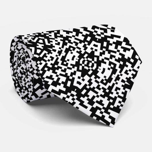Abstracte QR-code modern zwart-wit patroon Stropdas (Opgerold)