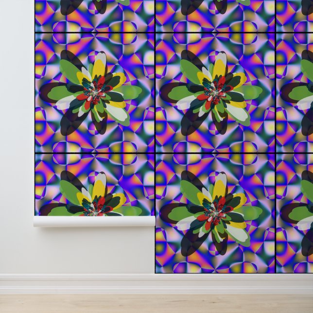 Abstracte Quantum Bloemige Mandala Kunst ontwerp  Behang (Applicatie)