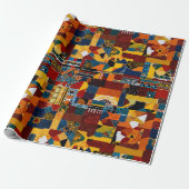 Abstracte Quilt Patchwork Gift voor Afro-Amerikaan Cadeaupapier (Uitgerold)