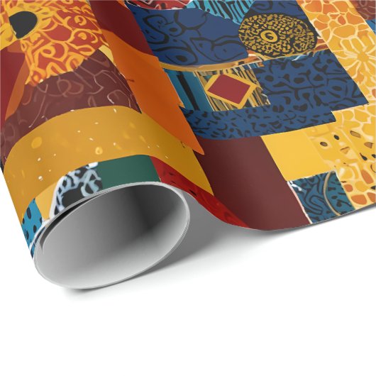 Abstracte Quilt Patchwork Gift voor Afro-Amerikaan Cadeaupapier (Rol Hoek)