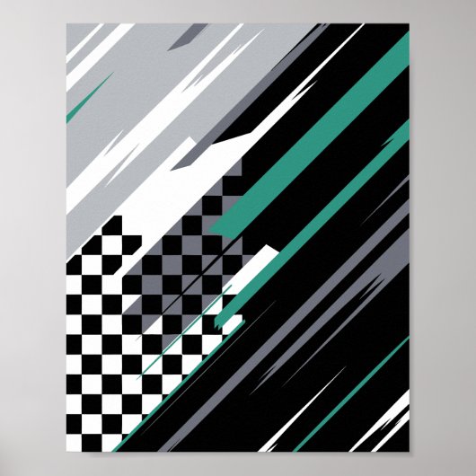 Abstracte race-achtergrond met diagonale strepen poster (Voorkant)