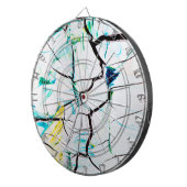 Abstracte racks in groen geel blauw dartbord (Voorkant Rechts)