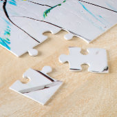 Abstracte racks in groen geel blauw legpuzzel (Zijkant)