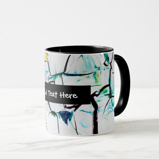 Abstracte racks in groen geel blauw mok (Voorkant rechts)