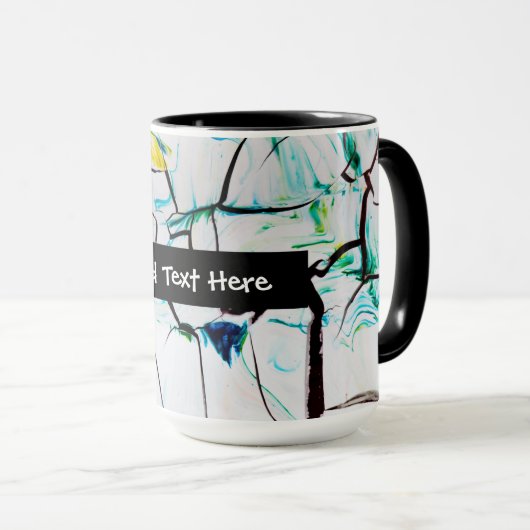 Abstracte racks in groen geel blauw mok (Voorkant rechts)