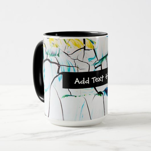 Abstracte racks in groen geel blauw mok (Voorkant links)