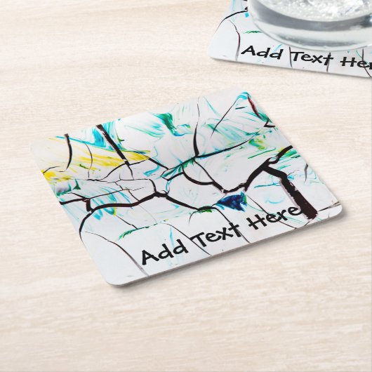 Abstracte racks in groen, geel en blauw kartonnen onderzetters (Schuin)