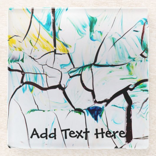 Abstracte racks met groen geel en blauw glazen onderzetter (Voorkant)