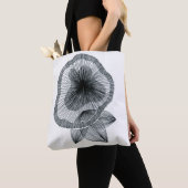 Abstracte Radiale Lijn Kunst Bloem Botanische Bood Tote Bag (Dichtbij)
