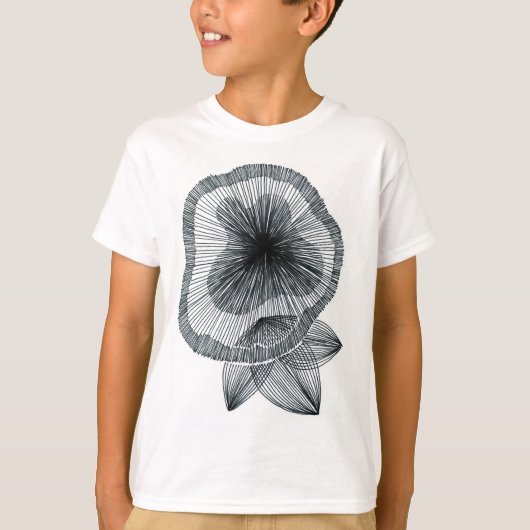 Abstracte Radiale Lijnkunst Bloem Kids T-Shirt (Voorkant)