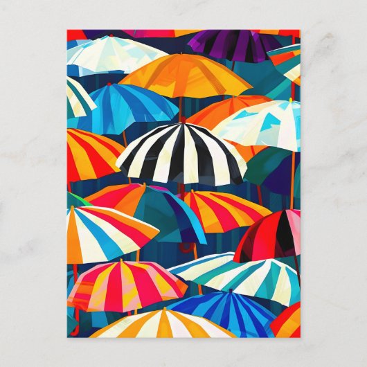 Abstracte Rainbow Beach Paraplu Aankondigingskaart (Voorkant)