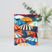 Abstracte Rainbow Beach Paraplu Aankondigingskaart (Staand voorkant)