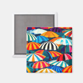 Abstracte Rainbow Beach Paraplu Magneet (Voorkant / Achterkant)