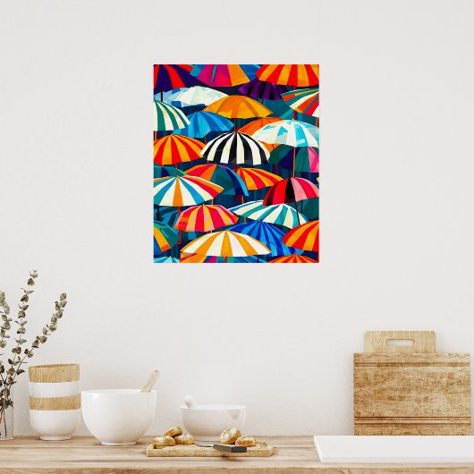 Abstracte Rainbow Beach Paraplu Poster (Keuken)