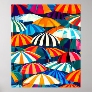 Abstracte Rainbow Beach Paraplu Poster