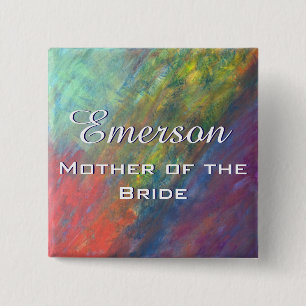 Abstracte Rainbow Bridal Party, veerkrachtig ROYGB Vierkante Button 5,1 Cm