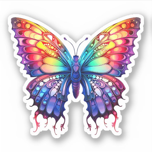 Abstracte Rainbow Butterfly Waterverf Kunstwerk Sticker (Voorkant)