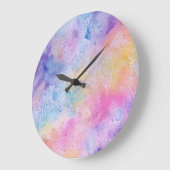 Abstracte Rainbow Clouds Liquid Aquarel Art Grote Klok (Hoek)