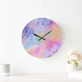 Abstracte Rainbow Clouds Liquid Aquarel Art Grote Klok (Huis)