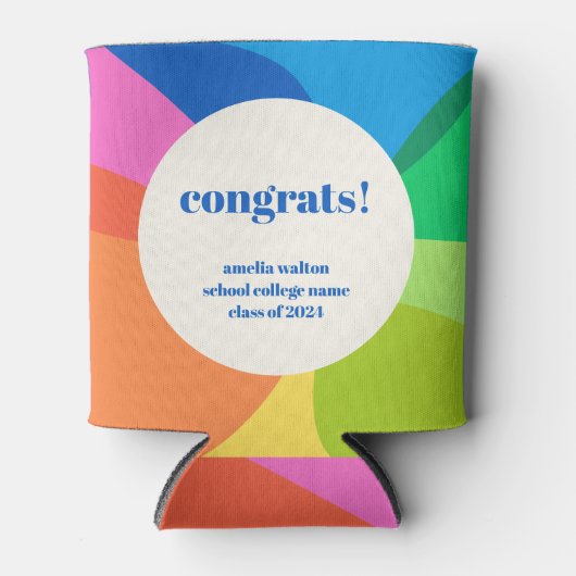 Abstracte Rainbow Custom Afstuderen Gefeliciteerd Blikjeskoeler (Voorkant)