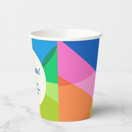 Abstracte Rainbow Custom Afstuderen Gefeliciteerd Papieren Bekers (Links)