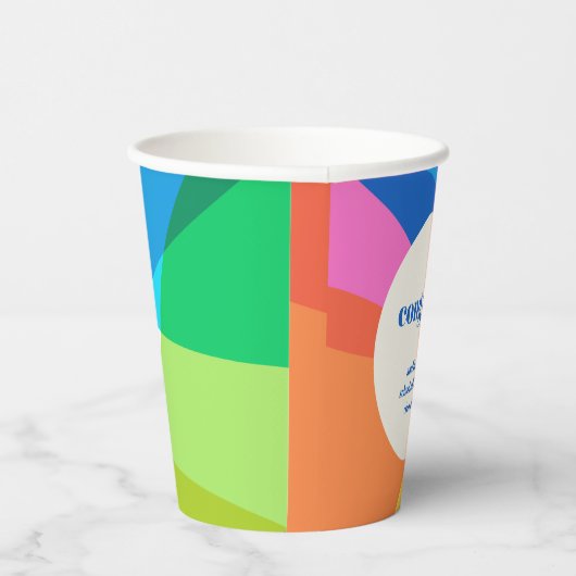 Abstracte Rainbow Custom Afstuderen Gefeliciteerd Papieren Bekers (Rechts)