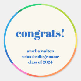 Abstracte Rainbow Custom Afstuderen Gefeliciteerd Ronde Sticker