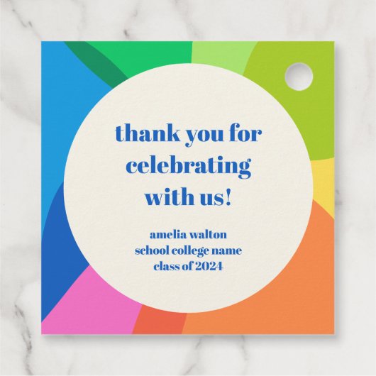 Abstracte Rainbow Custom Graduation Party Dank u Bedankjes Labels (Achterkant)