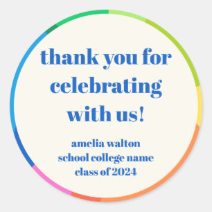 Abstracte Rainbow Custom Graduation Party Dank u Ronde Sticker