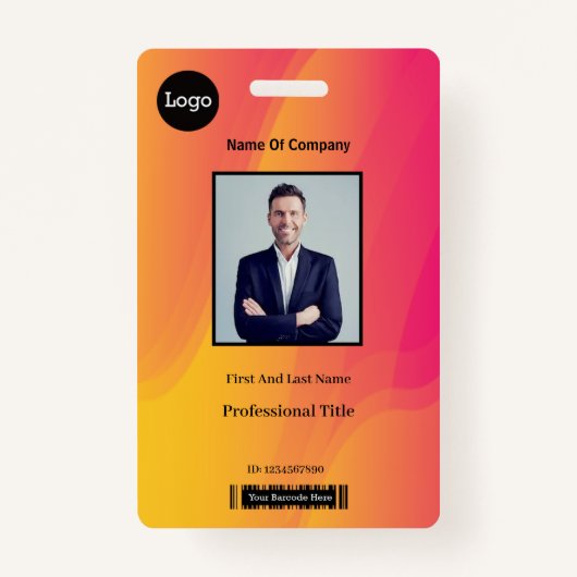 Abstracte Rainbow Employee Photo Identification ID Badge (Voorkant)