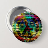 Abstracte Rainbow Grunge Peace Button (Voorkant /achterkant)