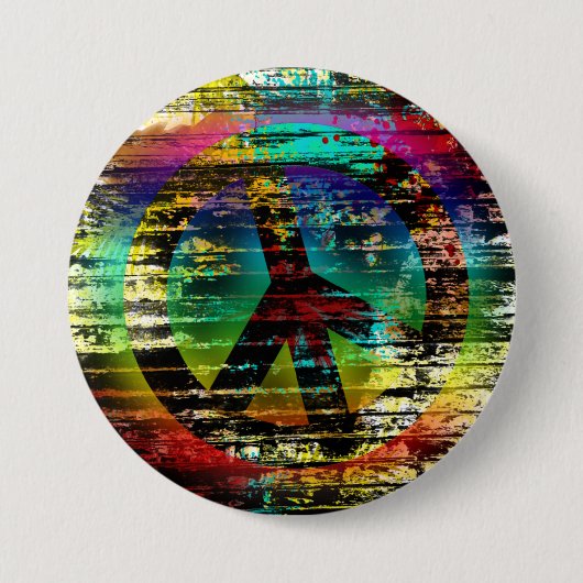Abstracte Rainbow Grunge Peace Button (Voorkant)