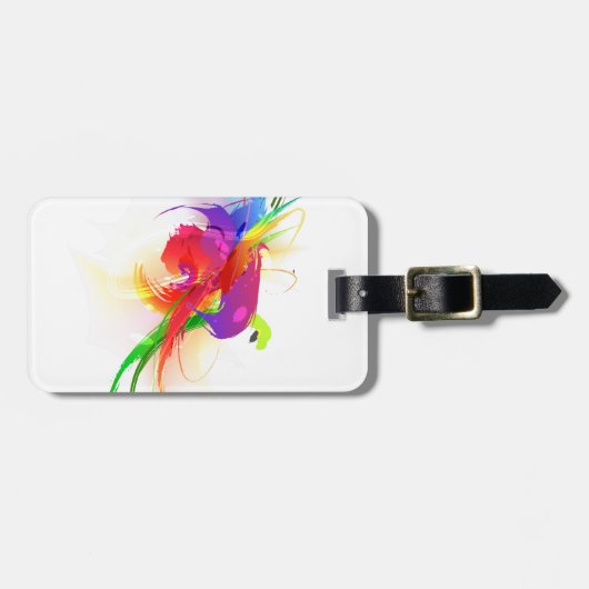 Abstracte Rainbow Loriket Paint Spletters Bagagelabel (Voorkant horizontaal)