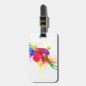 Abstracte Rainbow Loriket Paint Spletters Bagagelabel (Voorkant verticaal)