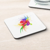 Abstracte Rainbow Loriket Paint Spletters Drankjes Onderzetter (Linkerzijde)