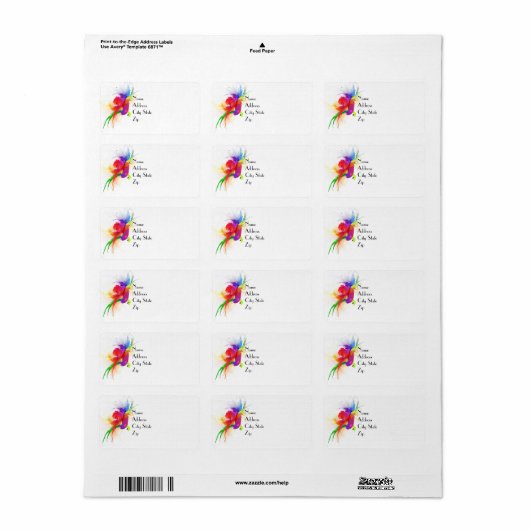 Abstracte Rainbow Loriket Paint Spletters Etiket (Full Sheet)