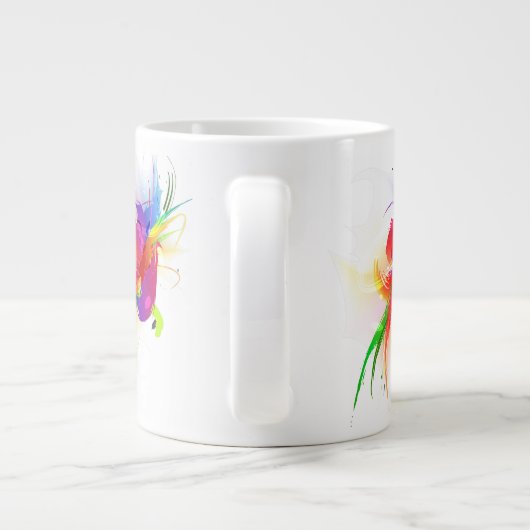 Abstracte Rainbow Loriket Paint Spletters Grote Koffiekop (Achterkant)