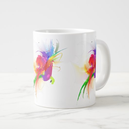 Abstracte Rainbow Loriket Paint Spletters Grote Koffiekop (Voorkant rechts)