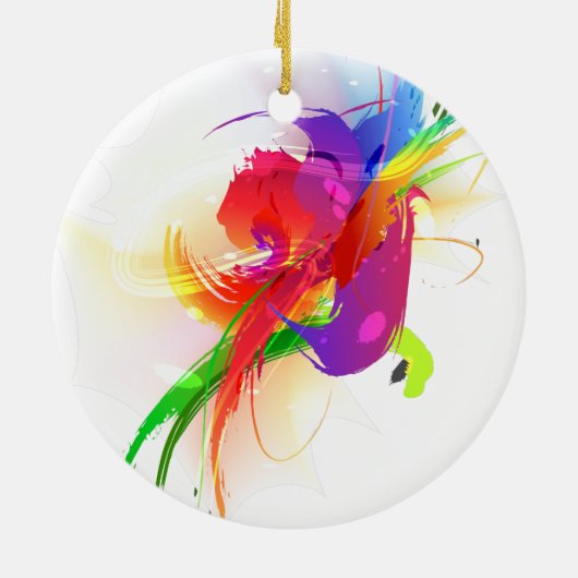 Abstracte Rainbow Loriket Paint Spletters Keramisch Ornament (Achterkant)