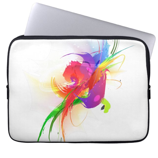 Abstracte Rainbow Loriket Paint Spletters Laptop Sleeve (Voorkant)
