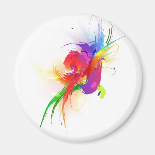 Abstracte Rainbow Loriket Paint Spletters Magneet (Voorkant)